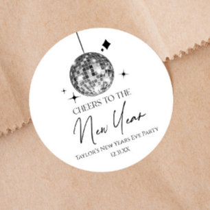 Silver Disco Ball juicht oudejaarsavond feest Ronde Sticker