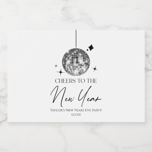 Silver Disco Ball juicht oudejaarsavond feest Sparkling Wijnetiket (Enkel label)