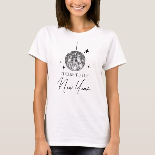 Silver Disco Ball juicht oudejaarsavond feest T-shirt (Voorkant)