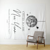 Silver Disco Ball juicht oudejaarsavond feest Wandkleed (In Situ (horizontaal))