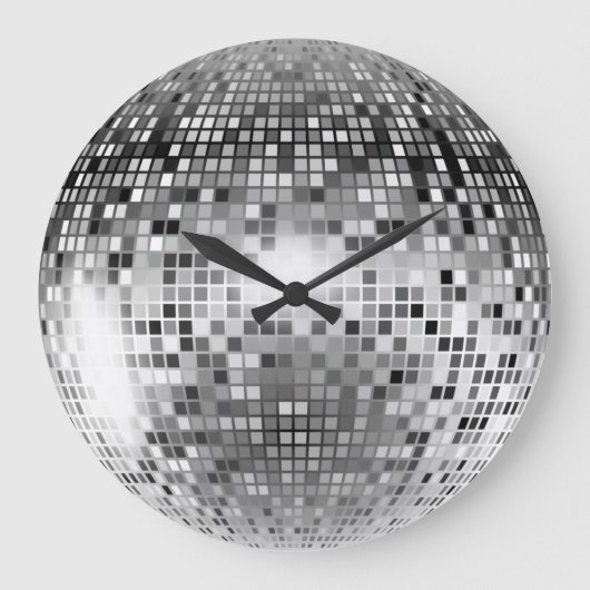 Silver Disco Ball Party Glamour Grote Klok (Voorkant)