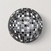 Silver Disco Ball Pin Ronde Button 5,7 Cm (Voorkant)
