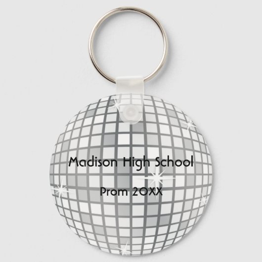 Silver Disco Ball Prom Formal Favor Sleutelhanger (Voorkant)