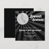 Silver Disco Ball Sweet 16 Birthday Kaart (Voorkant / Achterkant)