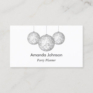 Silver Disco Balls Party Planner Custom Visitekaartje