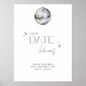 Silver Disco Retro Vrijgezellenfeest Datum idee Poster (Voorkant)