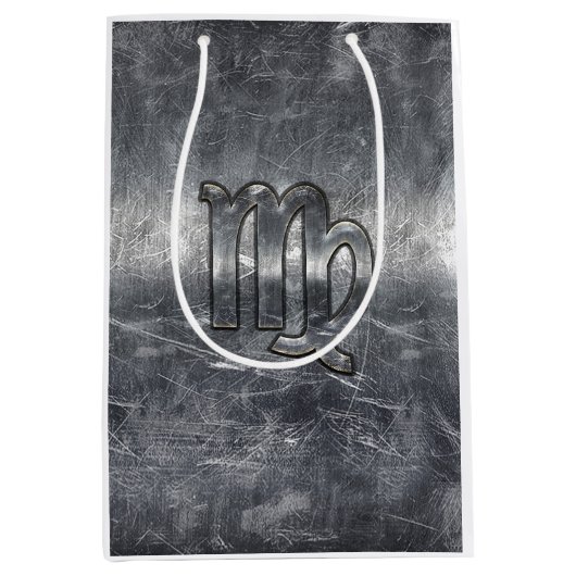 Silver Disted Style voor virgo Zodiac Sign Medium Cadeauzakje (Voorkant)