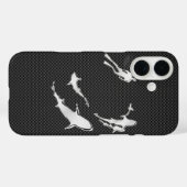 Silver Diver met haaien op koolstofvezeldek Case-Mate iPhone Case (Achterkant (horizontaal))