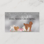 Silver Dog Grooming Glitter Pet Services Visitekaartje (Voorkant)