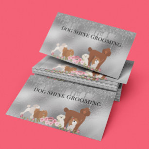 Silver Dog Grooming Glitter Pet Services Visitekaartje