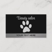 Silver Dog Paw op zwarte achtergrond Afsprakenkaartje (Voorkant)