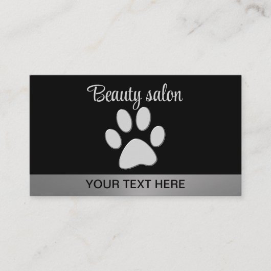 Silver Dog Paw op zwarte achtergrond Afsprakenkaartje (Voorkant)