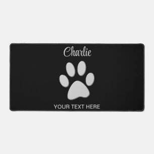 Silver Dog Paw op zwarte achtergrond Bureaumat