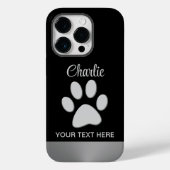 Silver Dog Paw op zwarte achtergrond Case-Mate iPhone Case (Achterkant)