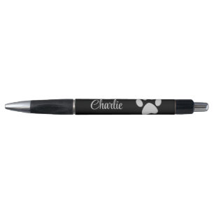 Silver Dog Paw op zwarte achtergrond Pen