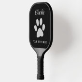 Silver Dog Paw op zwarte achtergrond Pickleball Paddle (Links)