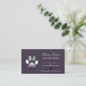 Silver Dog Paw Pet Grooming Service Visitekaartje (Staand voorkant)