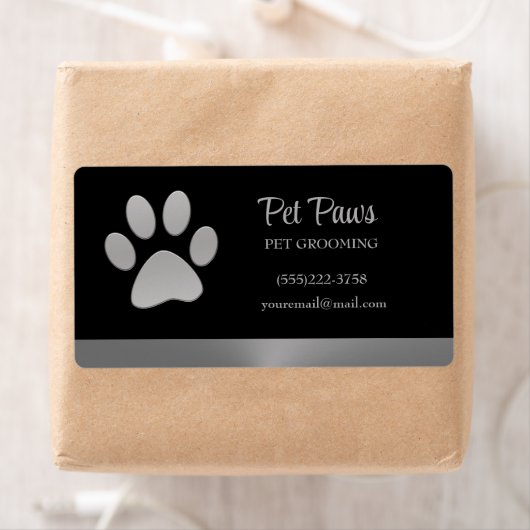 Silver Dog Paw-service voor zwart huisdier Etiket (Insitu)