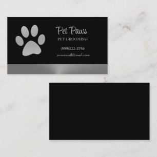 Silver Dog Paw-service voor zwart huisdier Visitekaartje