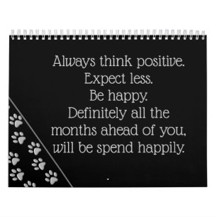 Silver Dog Paws Black Background Print Pattern Cal Kalender