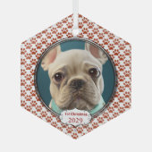 Silver Dog Paws Mijn Eerste Kerstmis Foto Ornament (Voorkant)