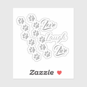 Silver Dog Paws zwarte achtergrond Afdrukpatroon Sticker