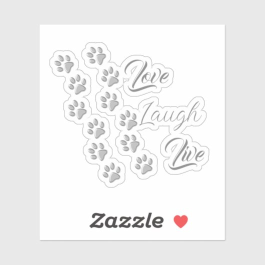 Silver Dog Paws zwarte achtergrond Afdrukpatroon Sticker (Vel)