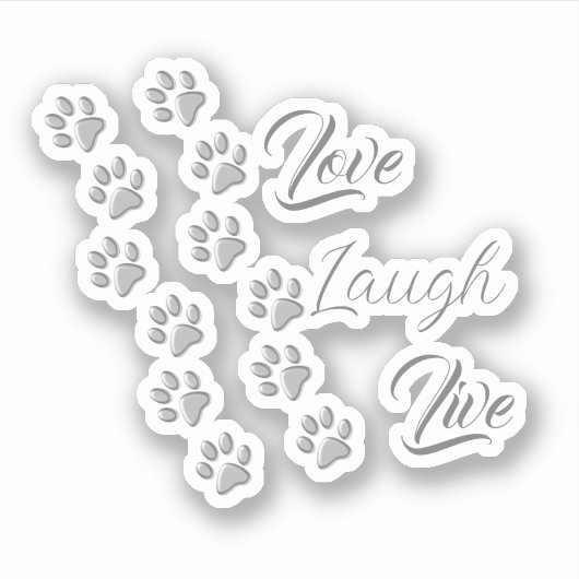 Silver Dog Paws zwarte achtergrond Afdrukpatroon Sticker (Voorkant)