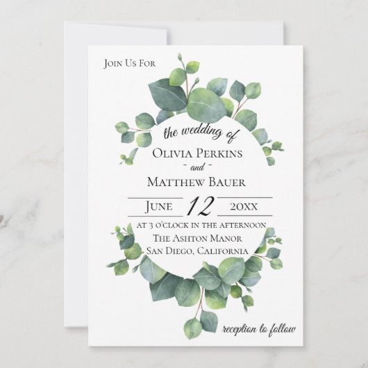 Silver Dollar Eucalyptus Leaves Weddenschap Kaart (Voorkant)