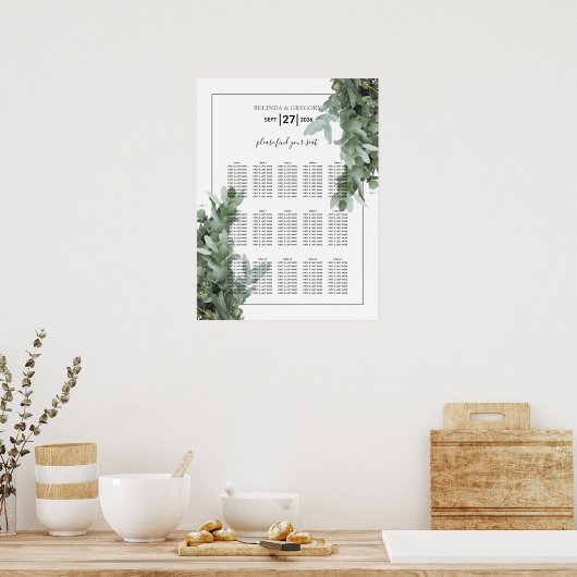 Silver Dollar Eucalyptus Weddenschap Grafiek Poster (Keuken)