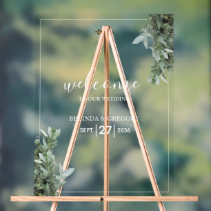 Silver Dollar Eucalyptus Weddenschap Welkomstteken Acryl Bord