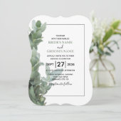 Silver Dollar Eucalyptus Wedding Invitations Kaart (Staand voorkant)