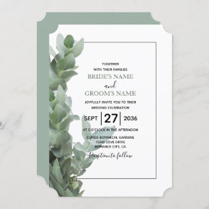 Silver Dollar Eucalyptus Wedding Invitations Kaart