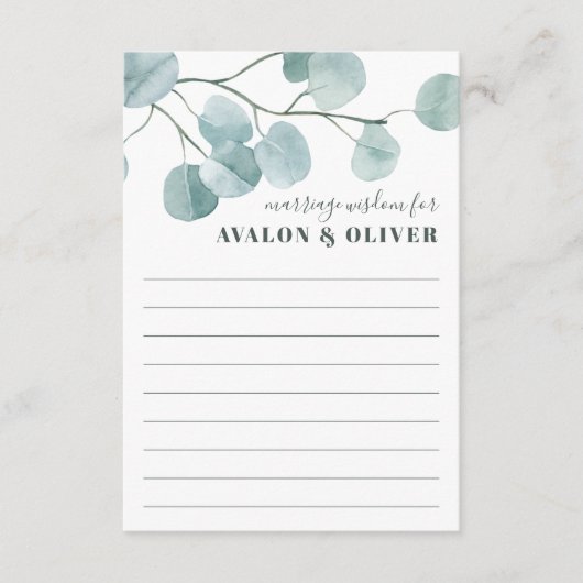 Silver Dollar Eucalyptus Weduwschap Advieskaart (Voorkant)