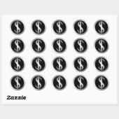 SILVER DOLLAR SIGN RONDE STICKER (Vel)