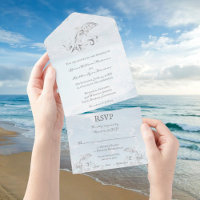 Silver Dolphin All in One Wedding Invite