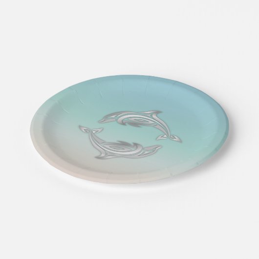 Silver Dolphins Beach Style Luau Papieren Bordje (Gekanteld)