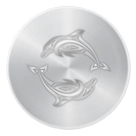 Silver Dolphins Monogram Coastal Keramische Knop