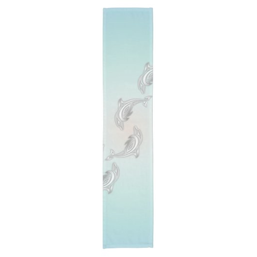 Silver Dolphins Wave Beachstyle Korte Tafelloper (Voorkant)