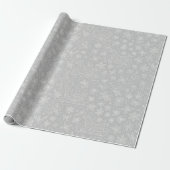 Silver Doodle Christmas Sleigh Pattern Cadeaupapier (Uitgerold)
