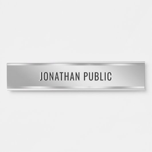 Silver Door Sign Custom Text Elegant Modern Design Deurbordje (Voorkant)