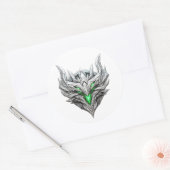 Silver Dragon Emblem Ronde Sticker (Envelop)