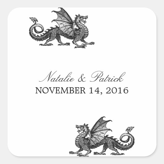 Silver Dragon Wedding Stickers (Voorkant)
