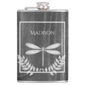 Silver Dragonfly Rustic Flask Heupfles (Voorkant)
