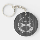 Silver Dragonfly Rustic Sleutelhanger op maat (Voorkant)
