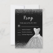 Silver Dress Faux Glitter Sweet 16  RSVP Kaartje (Voorkant)