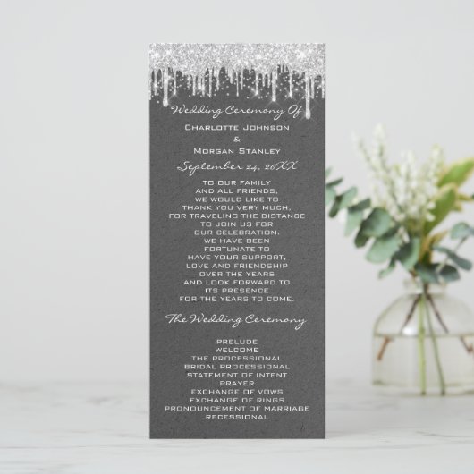 Silver Drids Event Wedding Program Formal Grey Programma (Staand voorkant)