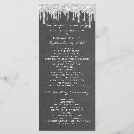 Silver Drids Event Wedding Program Formal Kraft Programma (Voorkant)