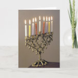 Silver Driedel Chanukah Carte photo<br><div class="desc">Envoyez des salutations à Chanukah avec une menorah argentée élégante avec des bougies éclairées.</div>