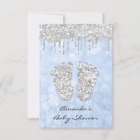 Silver Drift Blue Baby Boy Shower Feet Kaart (Achterkant)